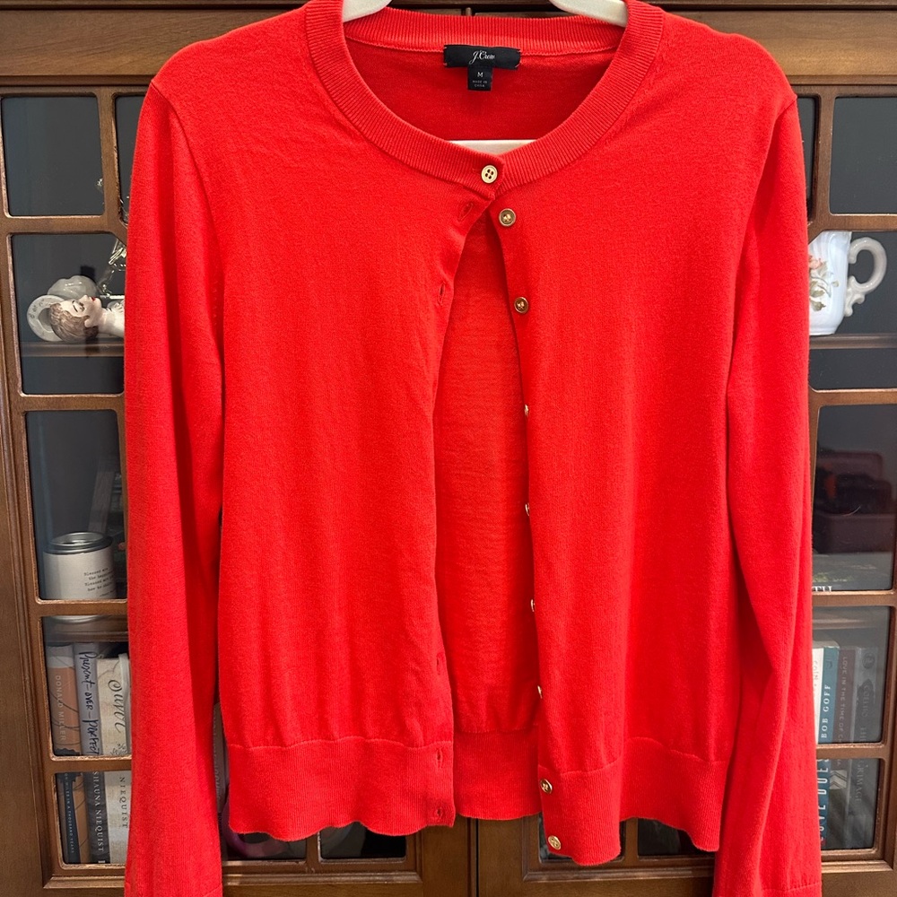 Red J Crew Cardigan